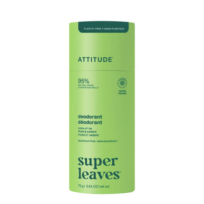 Super leaves Deodorant - Pear and Amber - plastic free, Attitude, 75g