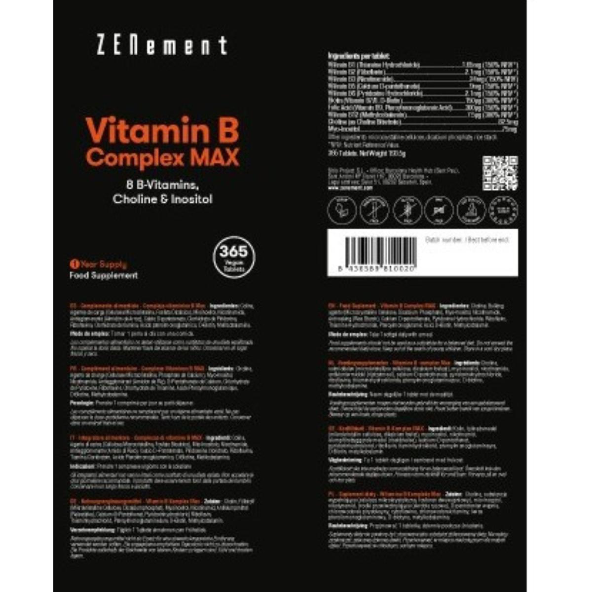 Complesso vitaminico B Max Zenement, 365 compresse