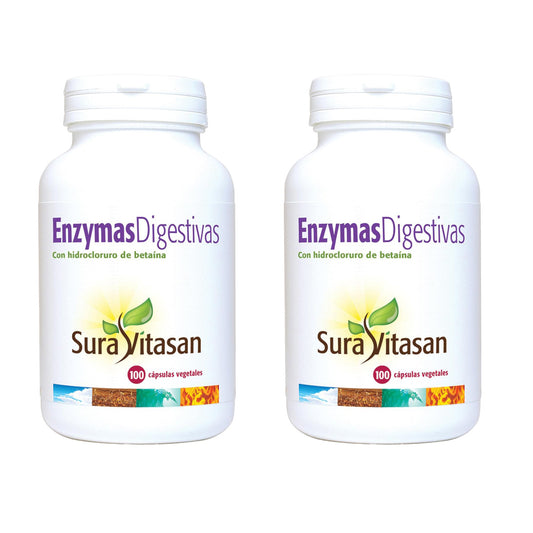 Confezione da 2 enzimi digestivi Sura Vitasan, 100 capsule