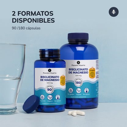 Pack 2xMagnesium Bisglycinate 500 mg Planeta Huerto 180 capsules