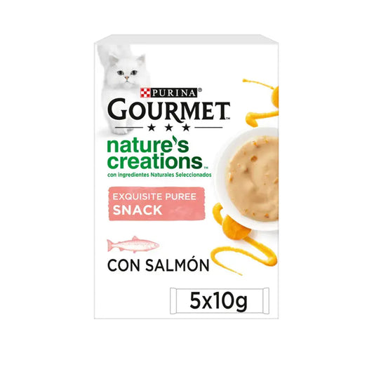 GOURMET Nature's Creations Exquisito Puré Flytande snack med lax och morot 5x10 g