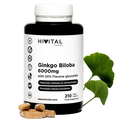 Ginkgo Biloba 6000 mg Hivital 210 vegan capsules