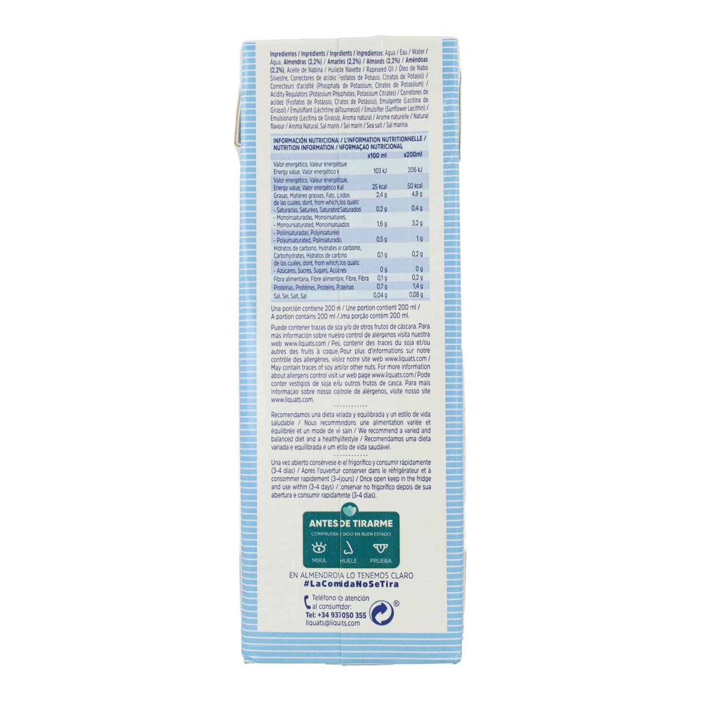 Bebida Almendra Barista Sin Azúcar Almendrola 1 L