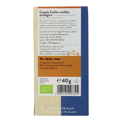 Mielona cynamon cejloński ekologiczny 40 g Sonnentor