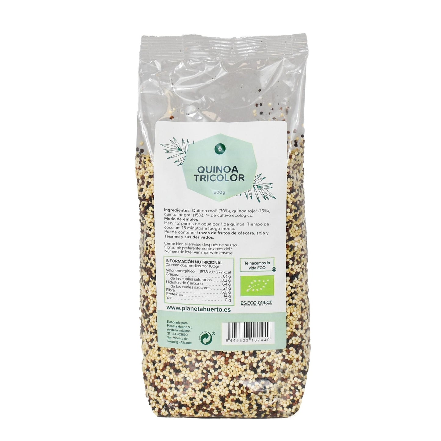 Lot de 10 paquets de quinoa tricolore ECO Planeta Huerto 500 g