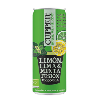 Pack of 12 Bio Cupper Mint, Lemon and Lime Soft Drinks 250 ml