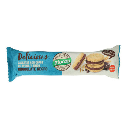 Biscuits aux flocons d'avoine fourrés au chocolat noir Biocop 150 g