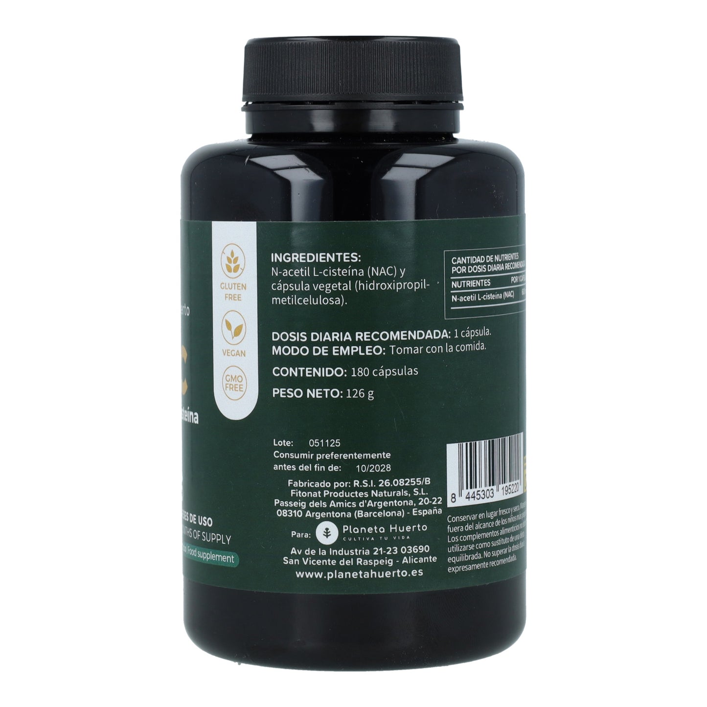 NAC 600mg Planeta Huerto 180 capsules