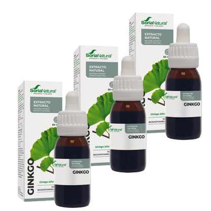 Pakket van 3 Ginkgo Biloba-extract Soria Natural, 50 ml