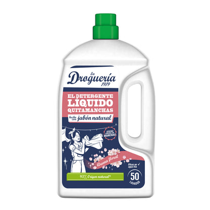 Flüssigwaschmittel mit natürlicher Seife, blumigem Duft, Flasche LA DROGUERIA 1919, 50 Dosen