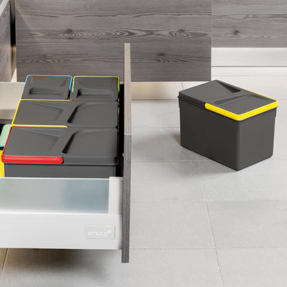 Recycle kitchen drawer containers, height 216, 2x12, anthracite grey plastic Emuca 2 units x 12 L