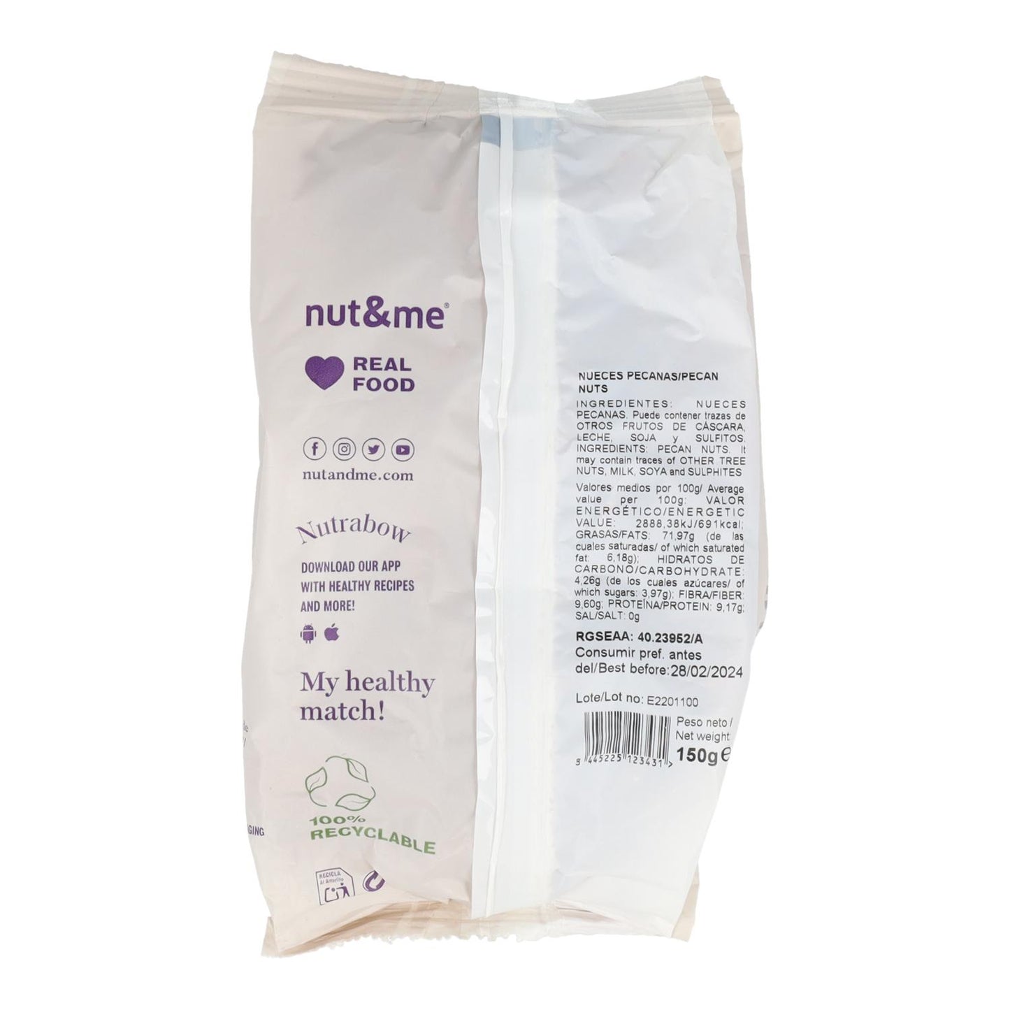 Nut&amp;me Natürliche Pekannüsse 150 g