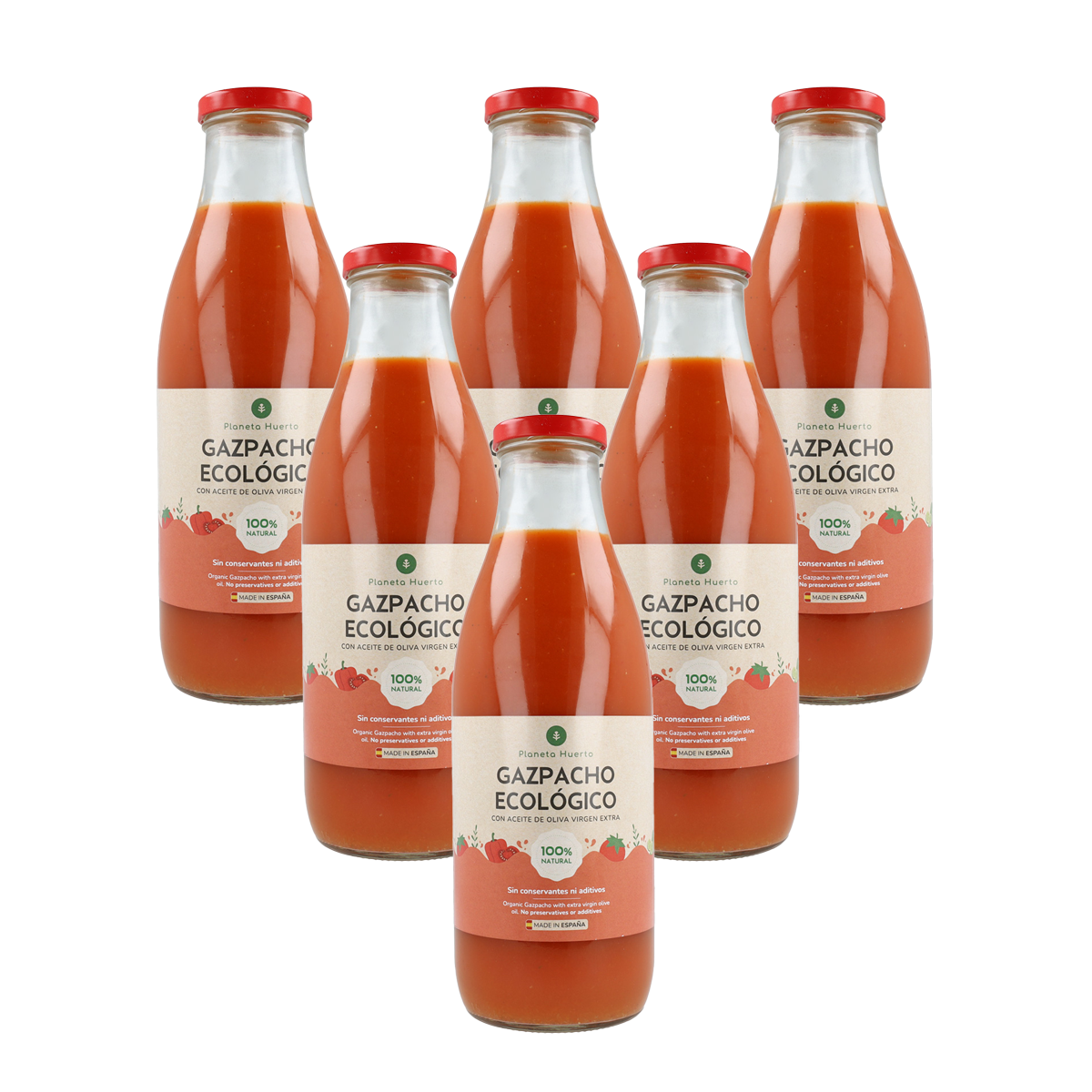 6er-Packung Bio-Gazpacho nach traditionellem Rezept mit nativem Olivenöl extra von Planeta Huerto (1L)