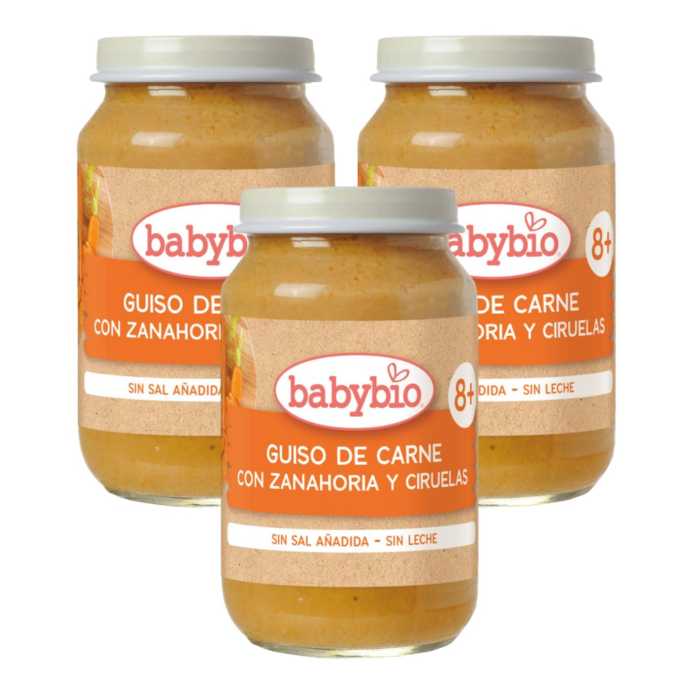 Opakowanie 3 sztuki przecieru mięsnego z marchewką i śliwkami Babybio 200 g