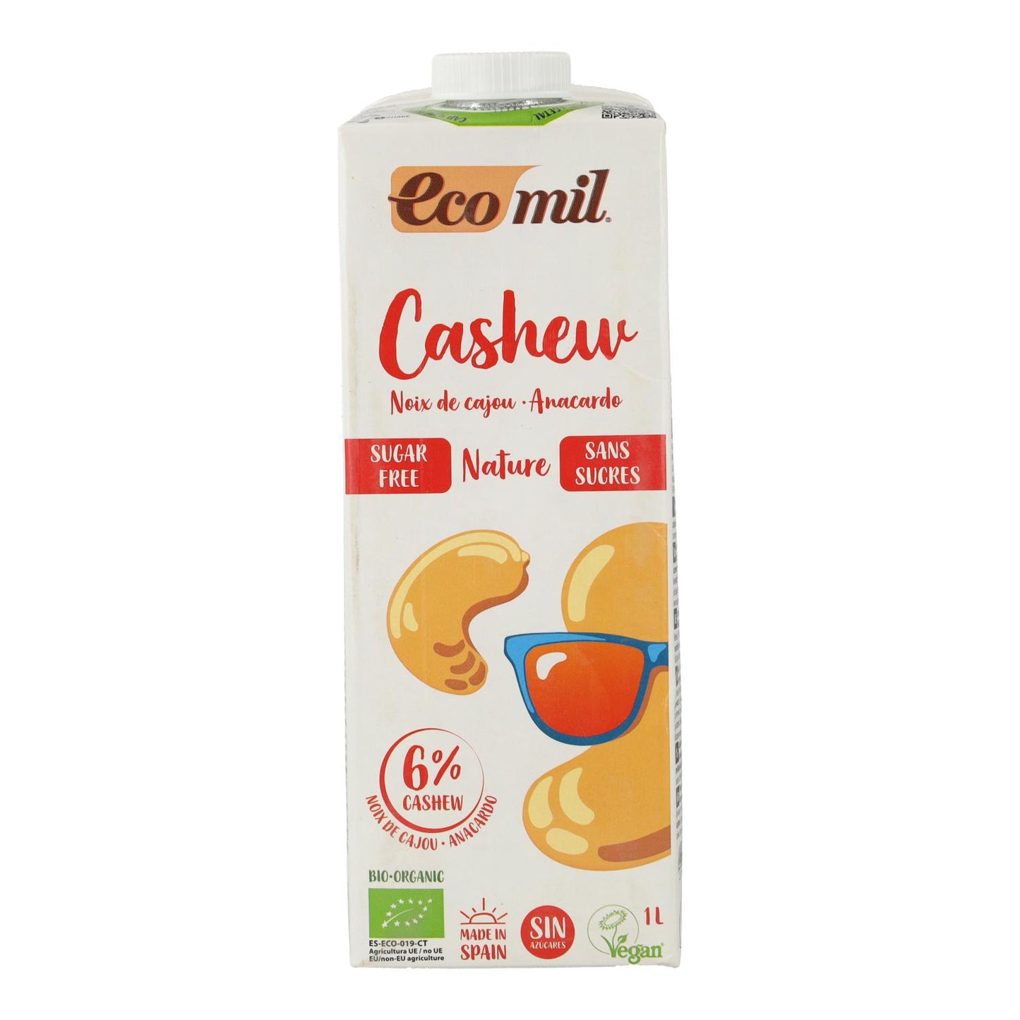 6er-Packung Cashew-Gemüsegetränk Nature Bio Ecomil 1 L