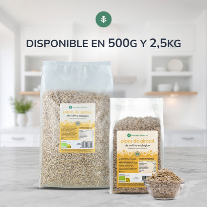Skalade solrosfrön ECO Planeta Huerto 2,5 kg