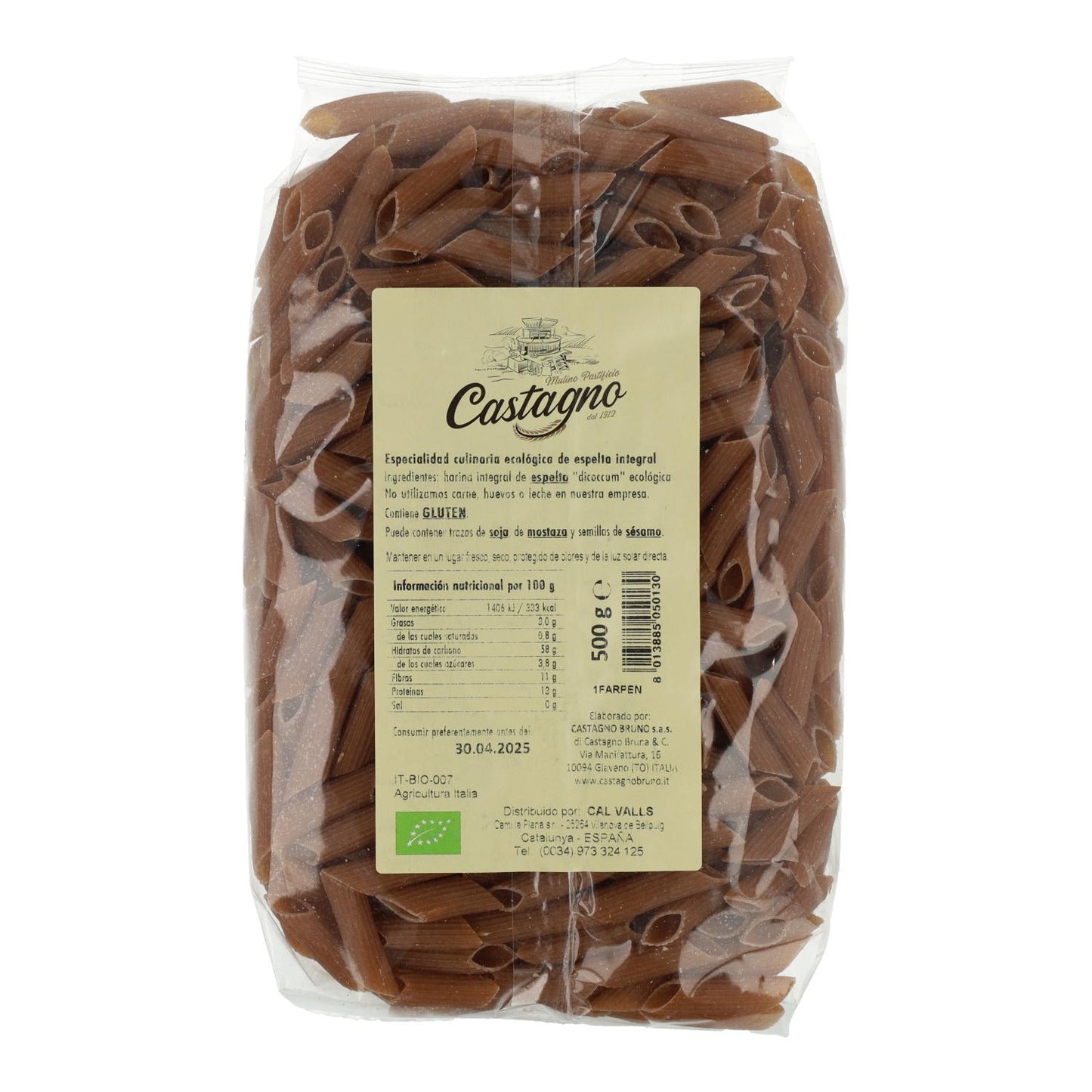 Wholemeal Spelt Macaroni DICOCCUM ECO Castagno 500 g