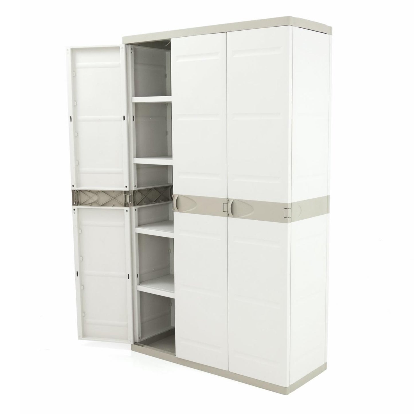 Armario de 3 Puertas con escobero 105 cm Titanium Plastiken Beige (Reacondicionado)