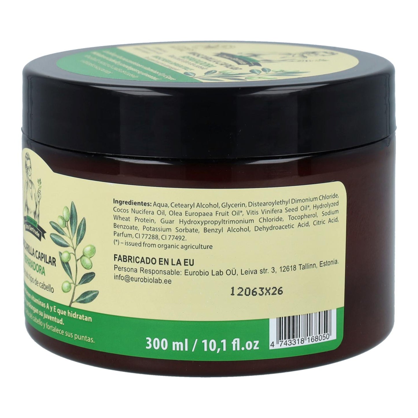 Haarmasker voor herstel en voeding van droog en beschadigd haar, Oma Gertrude, 300 ml
