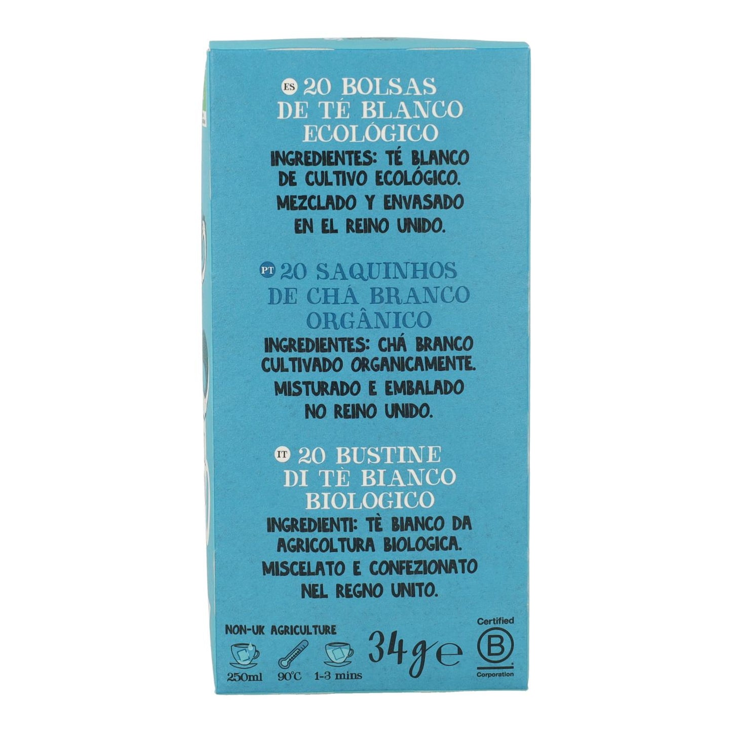 Thé blanc classique bio Cupper, 20 sachets 