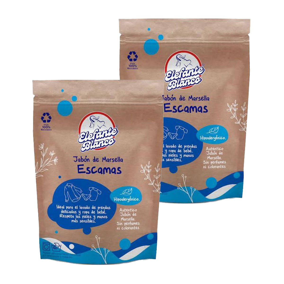Packung mit 2x Mimidu ECO White Elephant Flakes 200g