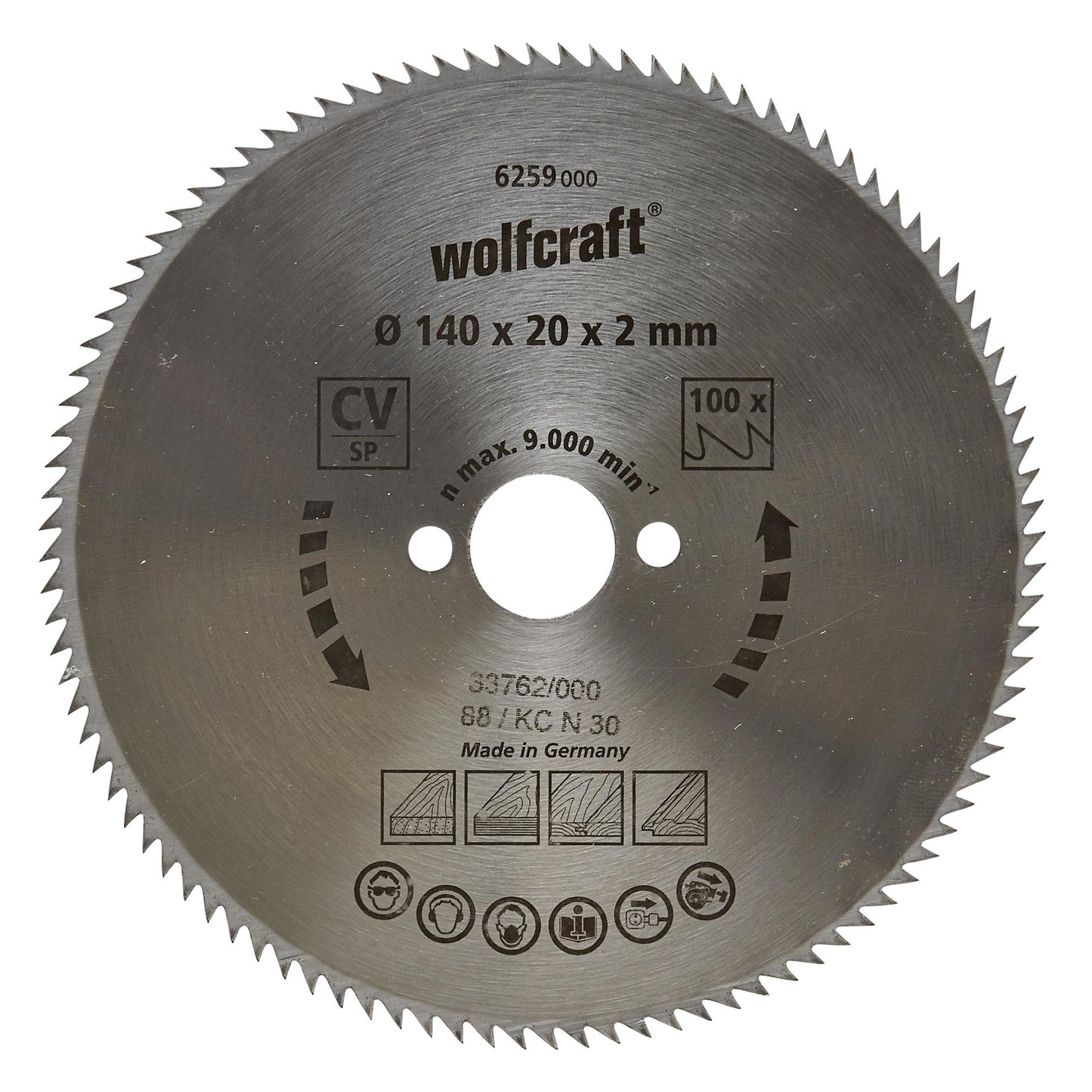 Wolfcraft cirkelzaagbladen voor fijne zaagsneden 160 x 16 mm 100 tanden