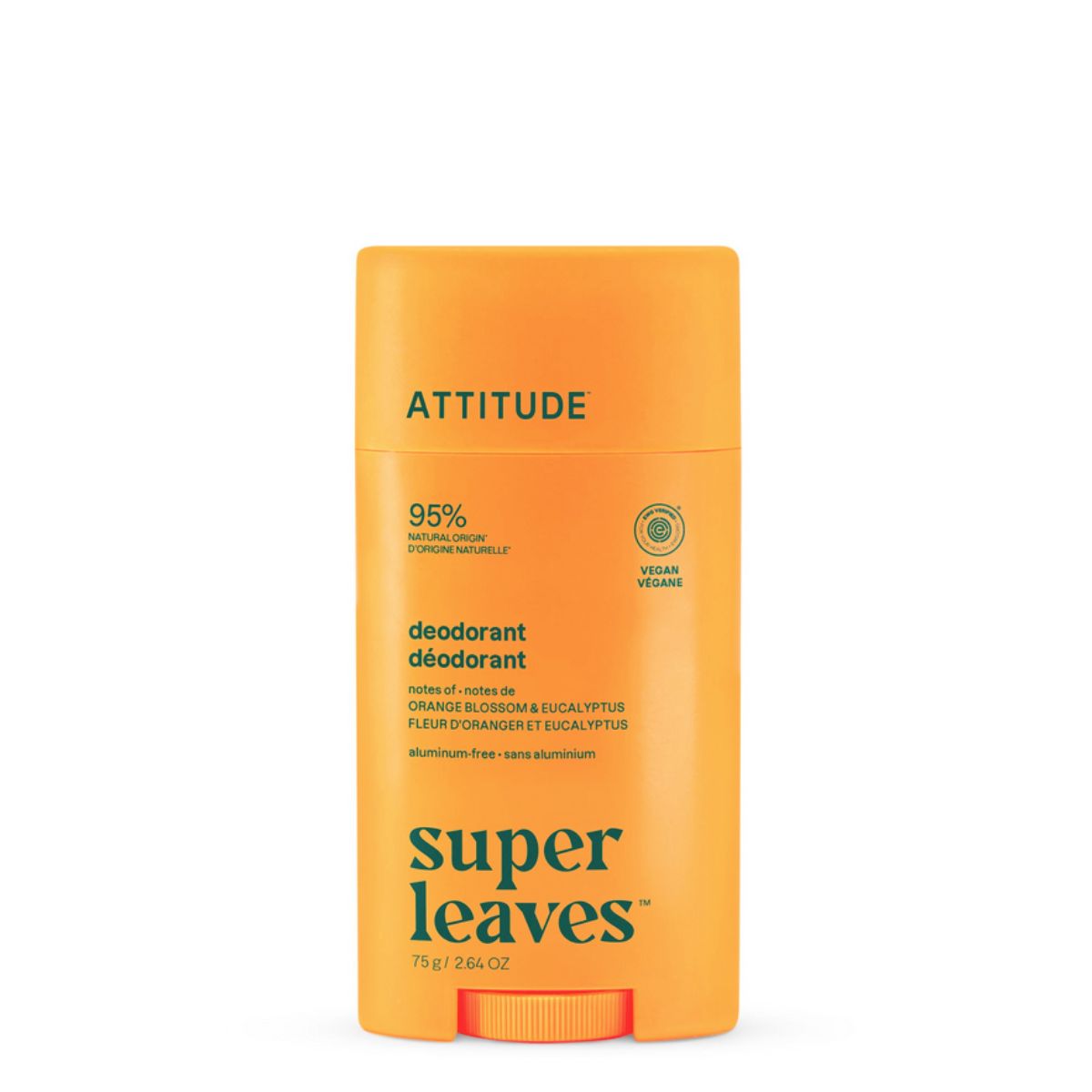 Super leaves Deodorant - Orange Blossom and Eucalyptus Twist and Glide, Attitude, 75 g