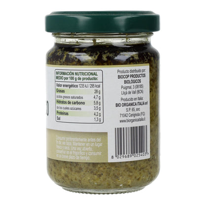 Grünes Basilikumpesto mit Pecorino und Cashewnüssen, Bio-Qualität von Demeter Organic, Italien, 130 g