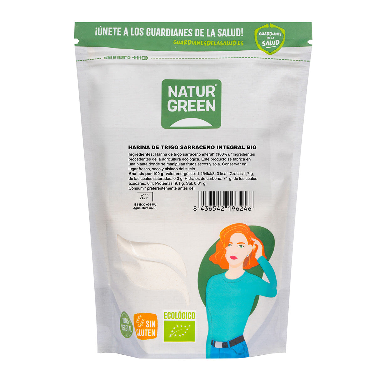 Farine de sarrasin complète sans gluten NaturGreen 500 g
