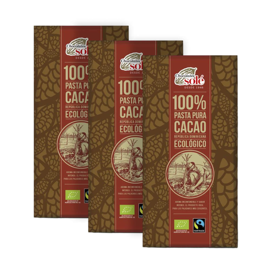 3er-Packung mit 100% reiner Kakaoschokolade von Solé Chocolates, je 90 g