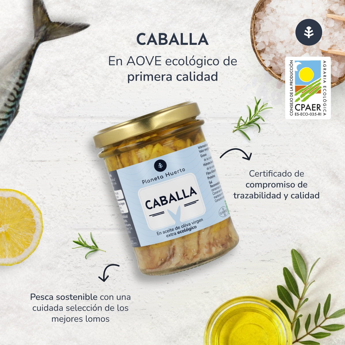 Confezione 3x Sgombro in olio d'oliva ECO Planeta Huerto 190 gr