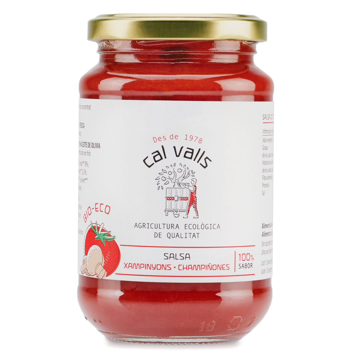 Tomaten- en champignonsaus ECO Cal Valls, 350 g