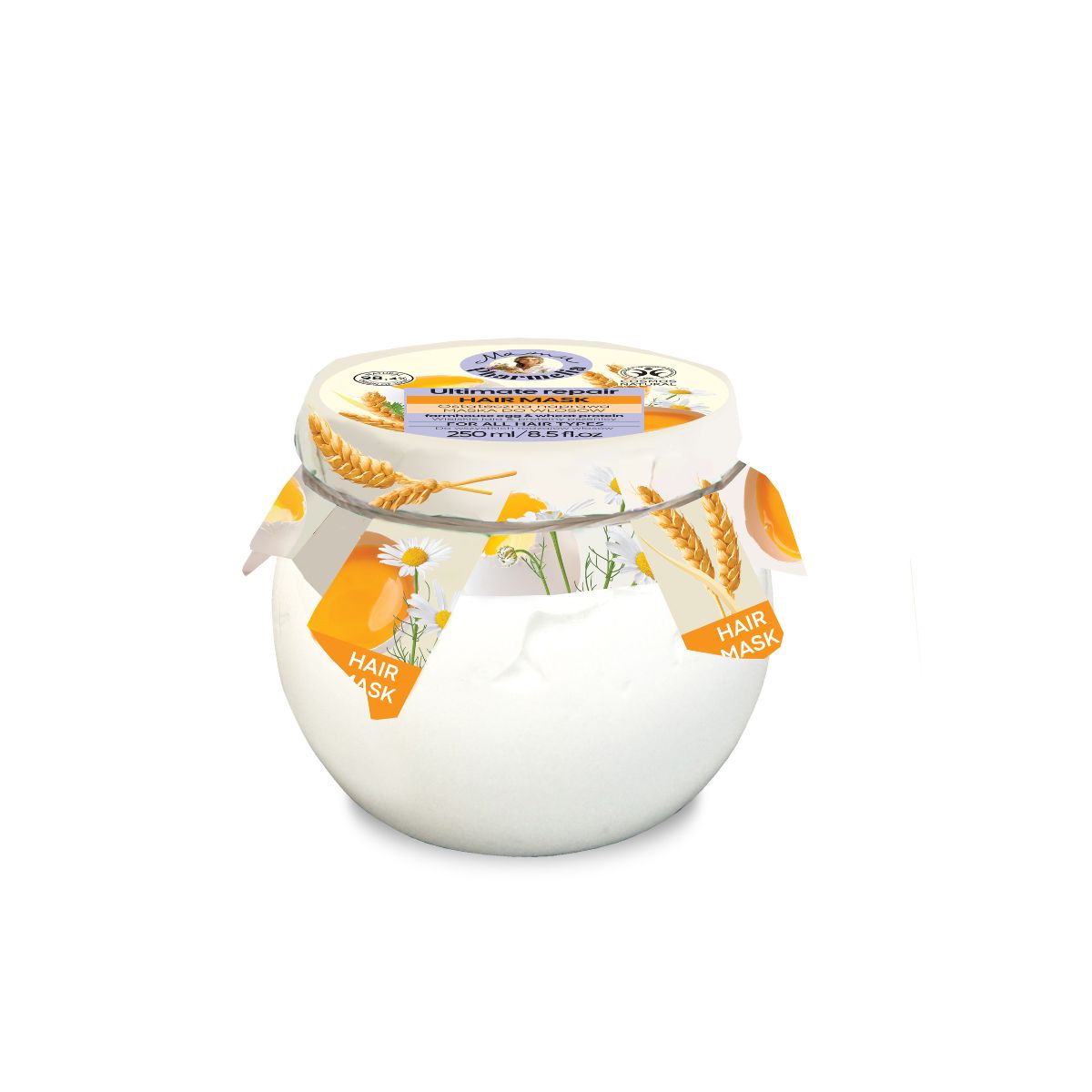 Herstellend haarmasker met boerderijeieren en tarweproteïne, Mama Pharmelia, 250 ml