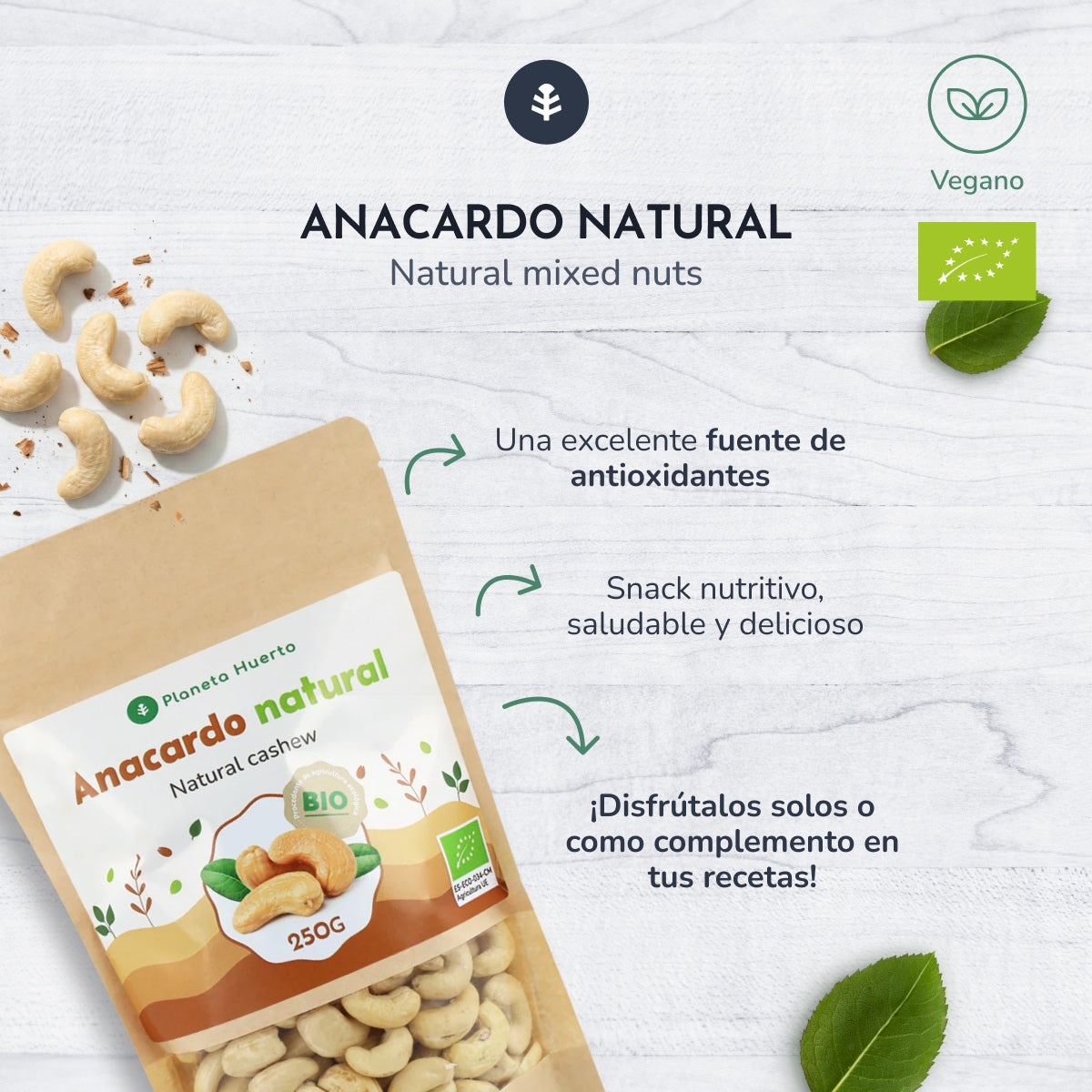 Noix de cajou naturelles ECO Planeta Huerto 250 g