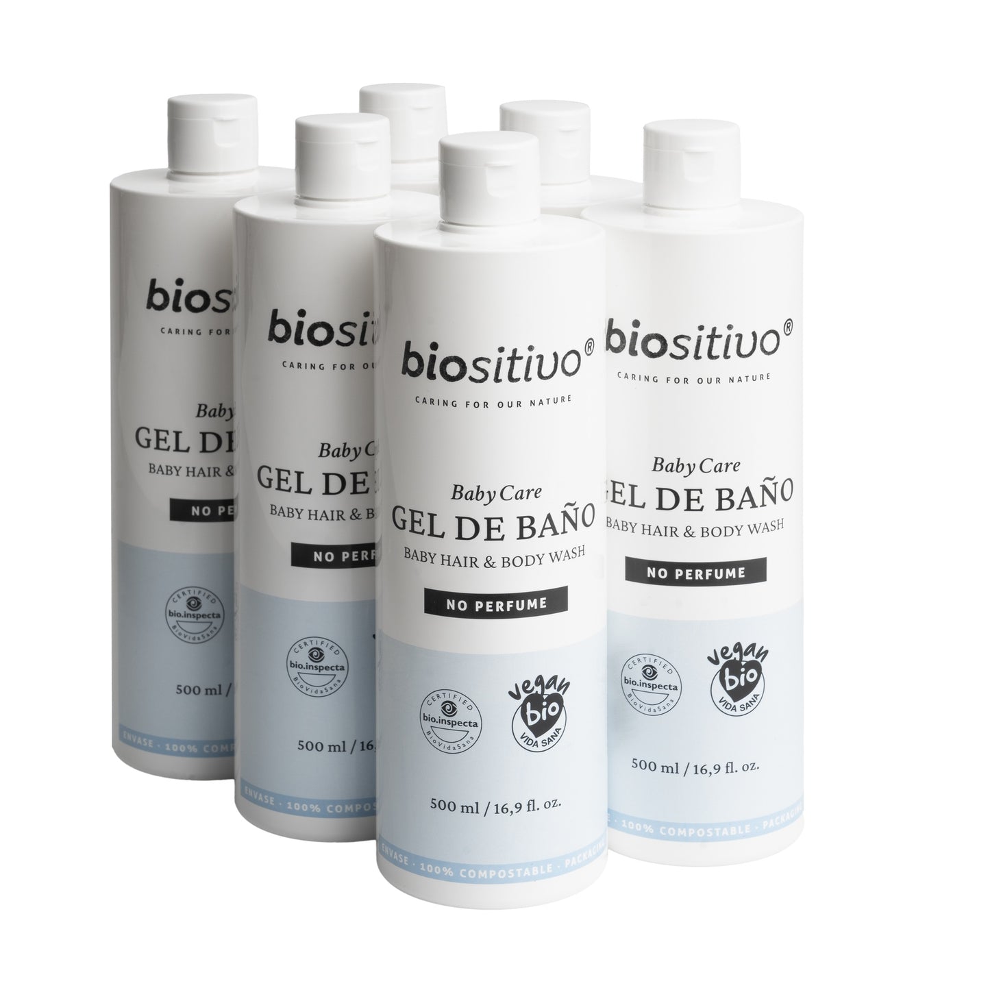 6x-pakket badgel en shampoo voor baby's, Biositivo, 500 ml