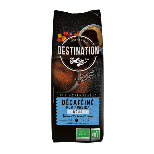 Café moulu décaféiné doux 100 % arabica BIO Destination 250 g