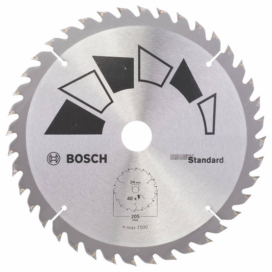Standaard Bosch-zaagblad voor cirkelzaag 205 x 16/18/20/24 mm 40 tanden
