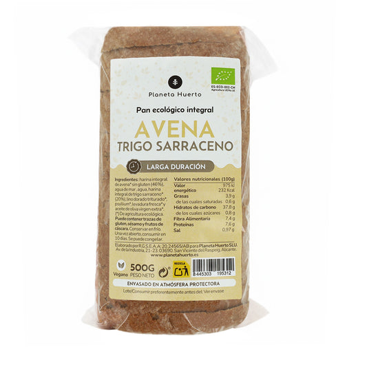 Pane integrale di avena e grano saraceno ECO Planeta Huerto 500 g