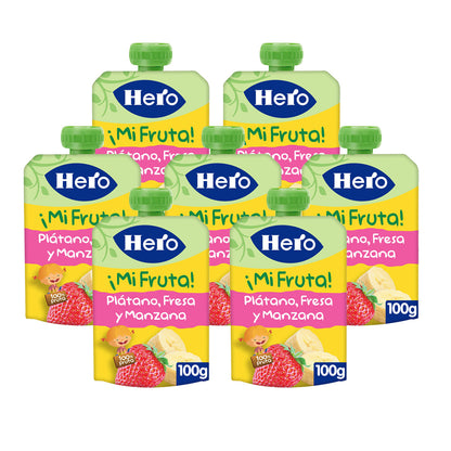 Confezione da 7 vasetti di yogurt alla banana, fragola e mela Hero 100 g