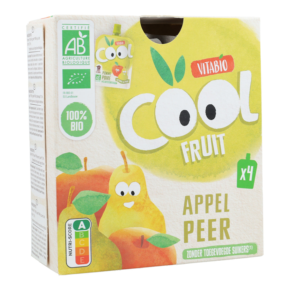 4er-Pack Apfel- und Birnen-Beutel Cool Fruits Vitabio 90 g