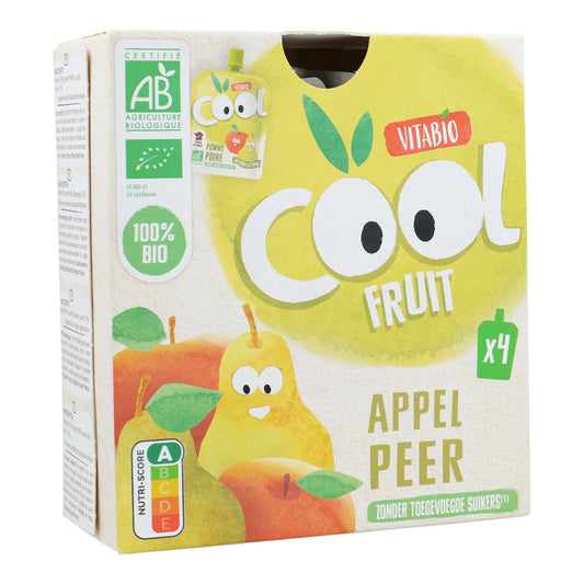 4er-Pack Apfel- und Birnen-Beutel Cool Fruits Vitabio 90 g