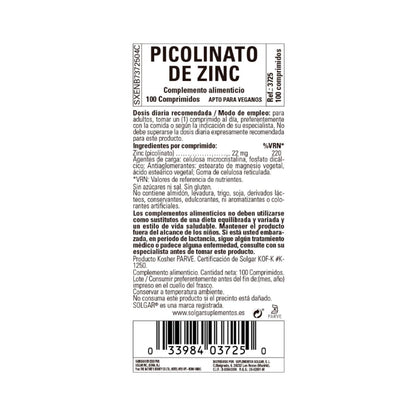 Pikolinian cynku 100 tabletek po 22 mg Solgar