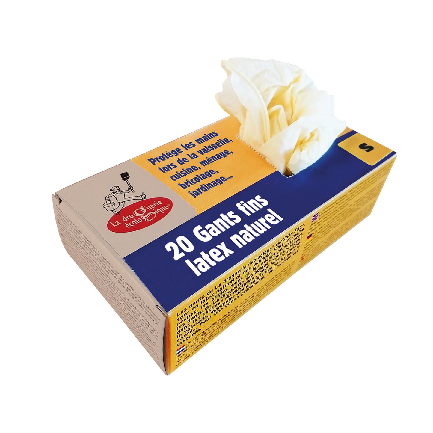 Naturlatexhandschuhe FSC La Droguerie Écologique 20 Stück Größe S