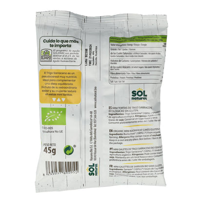 Mini tortitas de trigo sarraceno bio sin gluten Sol Natural 45 g