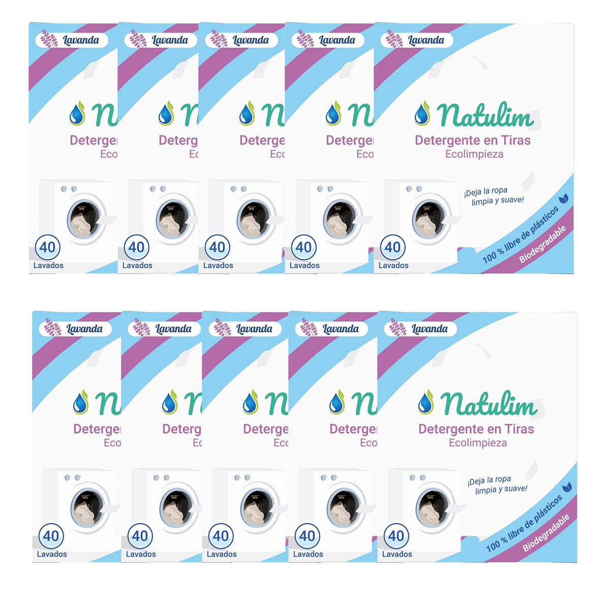 10er-Packung Eco Lavendel Waschstreifen, Natulim, 40 Wäschen