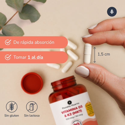 Vitamin D3 & K2 (Mk7) Planeta Huerto 90 Caps