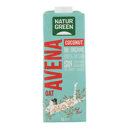 Confezione da 6 bevande all'avena e cocco biologiche NaturGreen 1 L