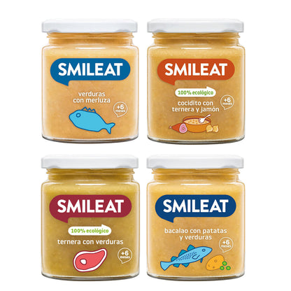 Pack pots de viande et poisson BIO Smileat 4 unités de 230 g