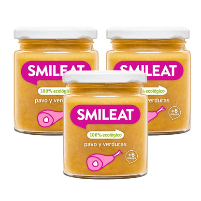 PROMO 3x Tarrito BIO pavo y verduras +6 meses Smileat 230g