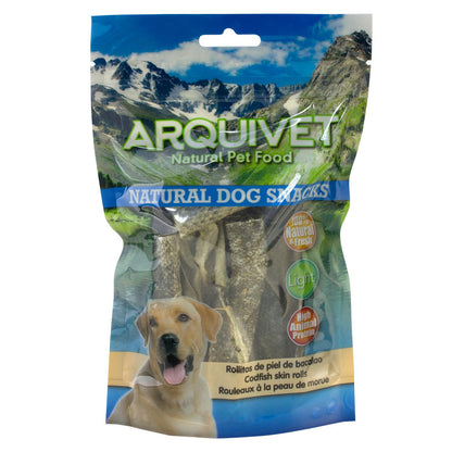 Snack naturel pour chiens Rouleaux de peau de morue Arquivet 70 g